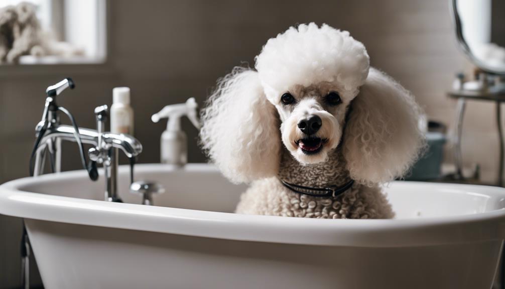 grooming a fluffy poodle