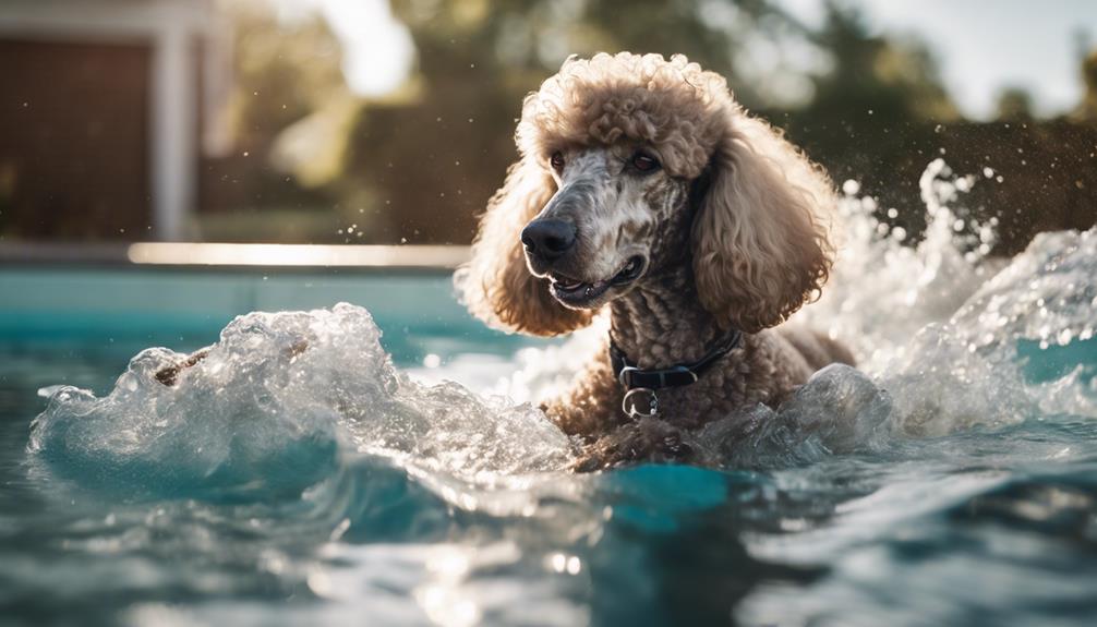 poodle excelling in swimming
