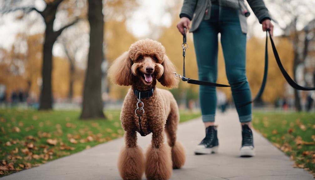 training poodles with leashes